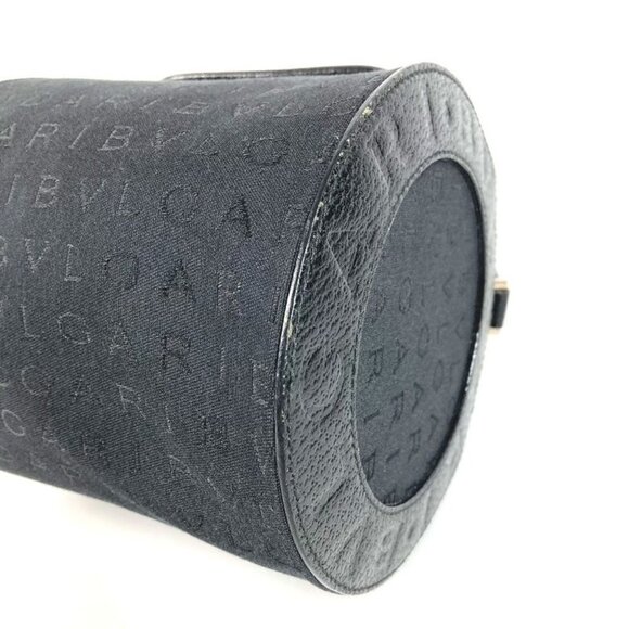 Bvlgari Handbag Logo Leather Canvas Black - Picture 6 of 9